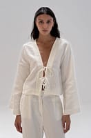 Henriette Chemise - Blouse Lin Blanc à Lacets