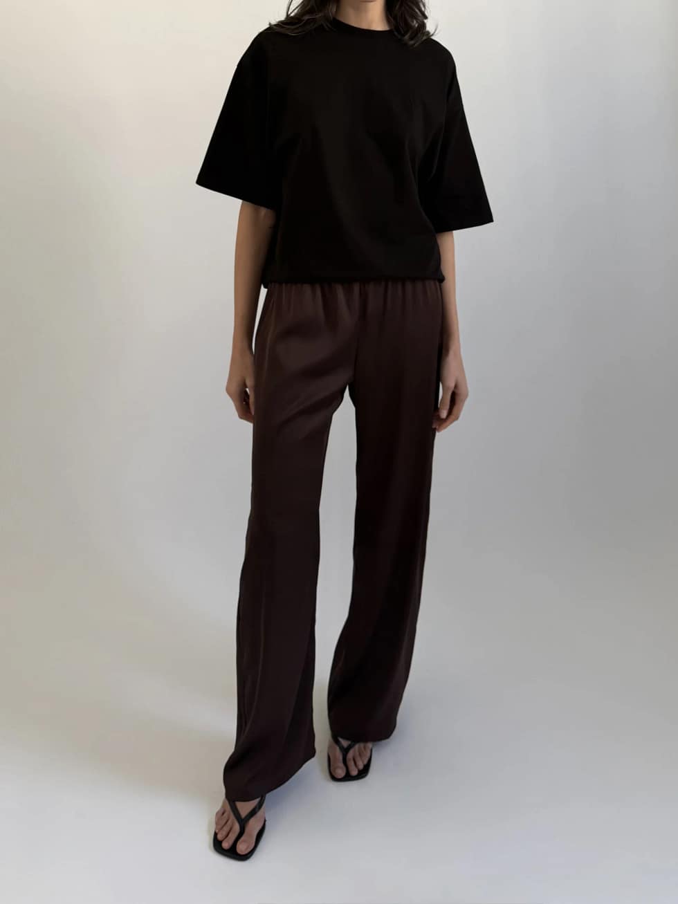 Pantalon Satin Chocolat Fluide