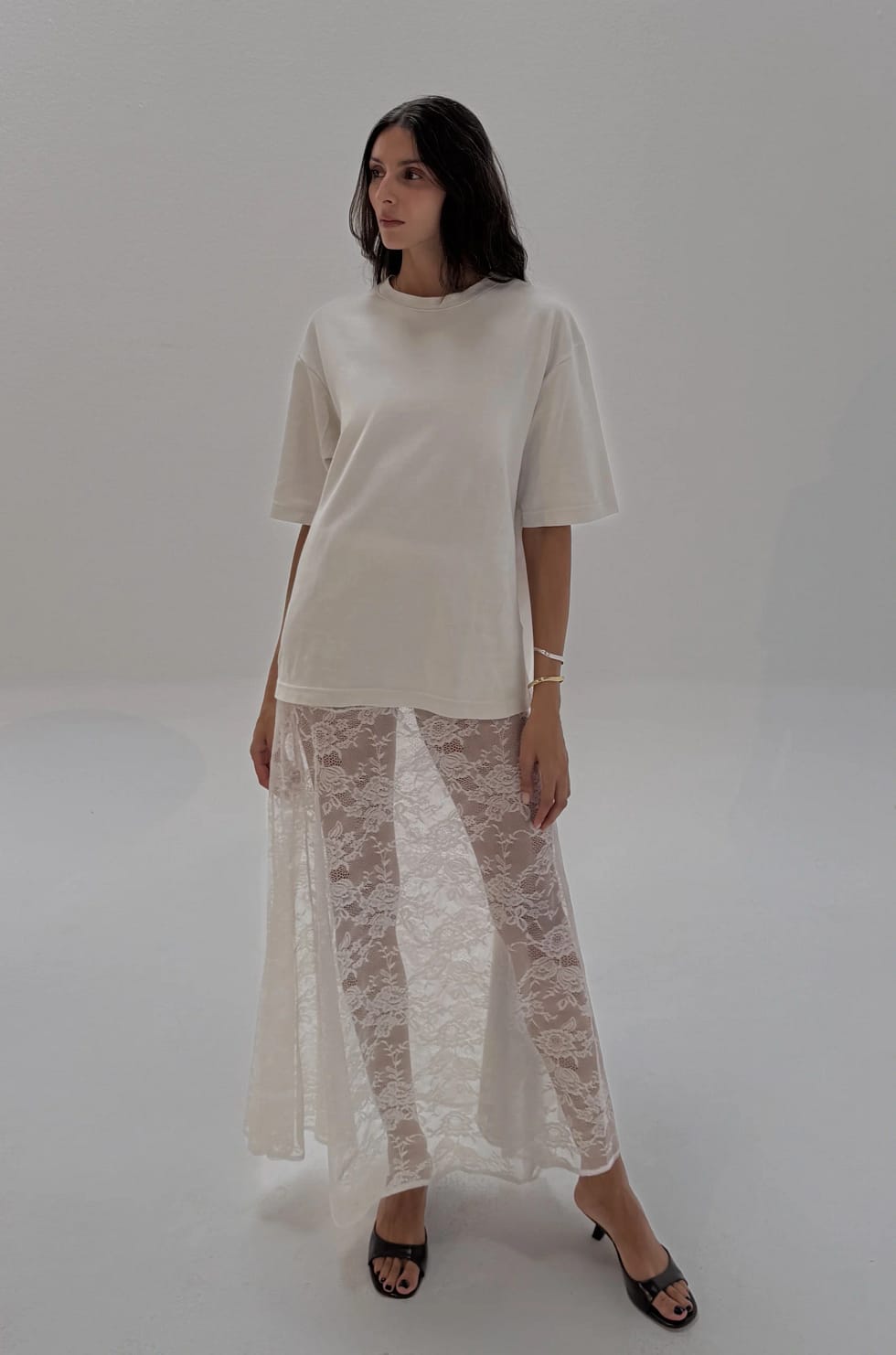 Jupe Longue en Dentelle Blanche Romantique